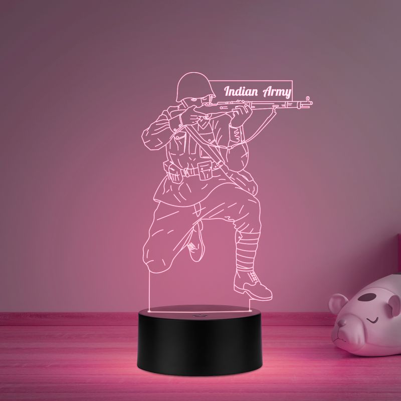 3D Illusion Indian Army Soldier Led Night Light lamp Multicolored light Gift For Soldier